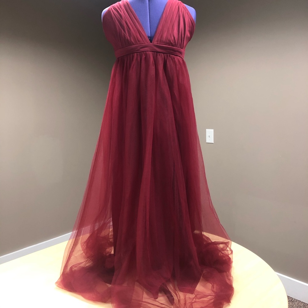 SHEIN Long Length Layered Dress Maroon Size XS